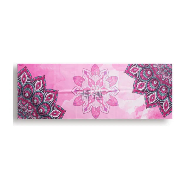 Yoga Mat Microfiber Print Pattern Foldable Portable Fitness Pilates Yoga Towel Soft Anti-slip Indoor Outdoor Sports Mat