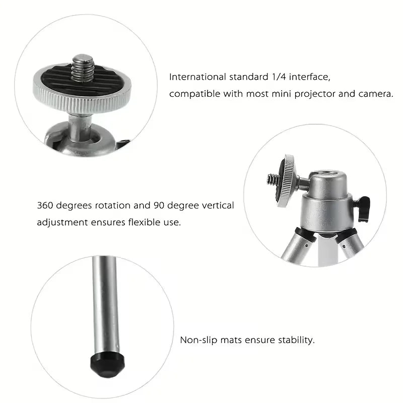 Mini Projector Tripod 360° Rotatable Adjustable Height for HY300 PRO+ HY310 HY320 MINI TP360 Universal Portable Aluminum Alloy