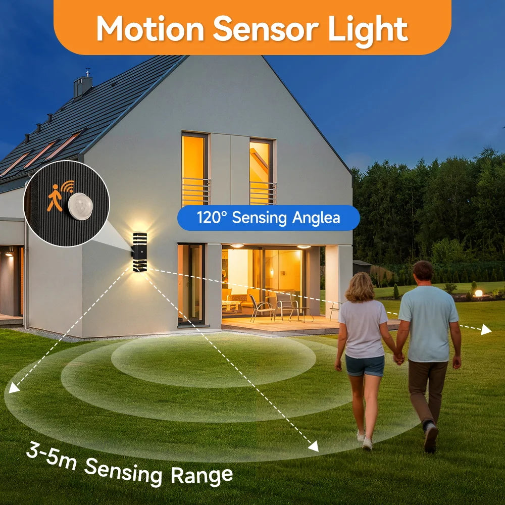 Smart Motion Sensing Outdoor Wall Light — Waterproof LED, 110V-220V for Porch & Garden