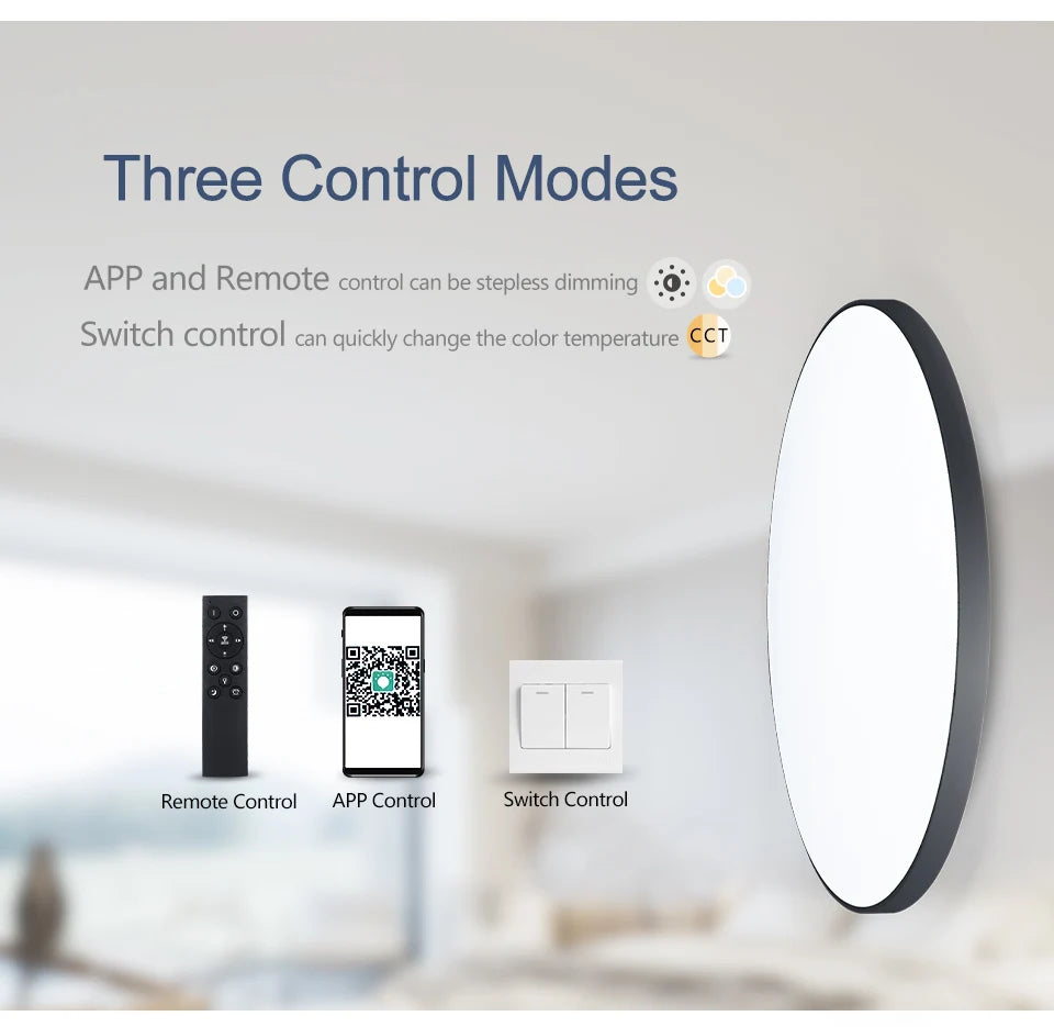 Smart LED Ceiling Lamp — Dimmable, APP & Remote Control, 36W/50W