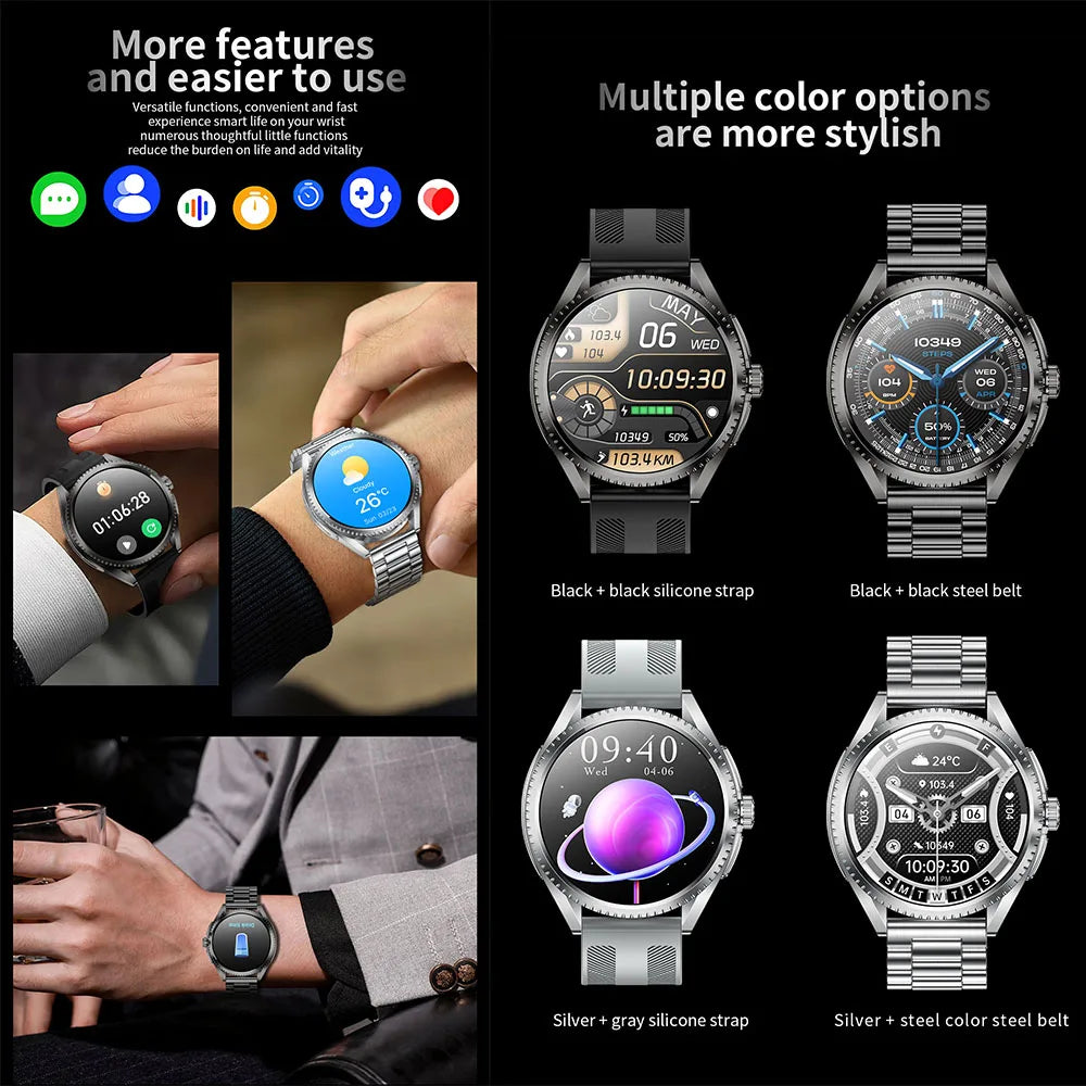 Smart Watch for Men 1.75-Inch AMOLED Luxury Business Sports Fitness Watch IP67 Water Resistant 620mAh Standby Multi-Sport Mode