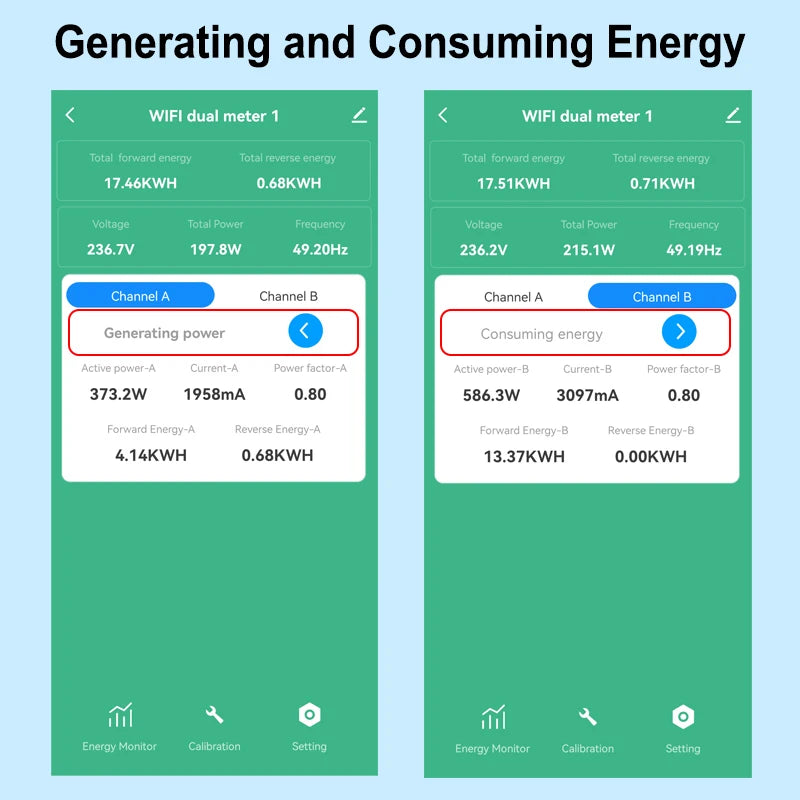 Smart WiFi Energy Meter — Single Phase, Bidirectional, Solar Monitor, Overload Alarm