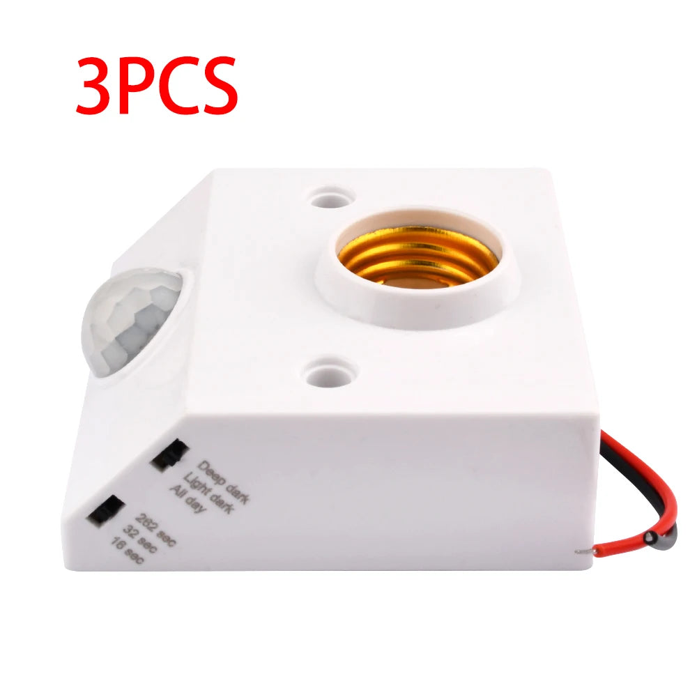 Smart 110-240V 100W PIR Induction Infrared Motion Sensor E27 LED Lamp Base Holder With Light Control Switch Bulb Socket Adapter
