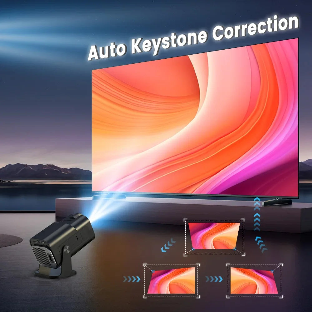 HY320 Mini Newly Native 720P Android 12 4K Projector 300ANSI Wifi6 BT5.0 Cinema Outdoor Portable 180° Rotable Projector