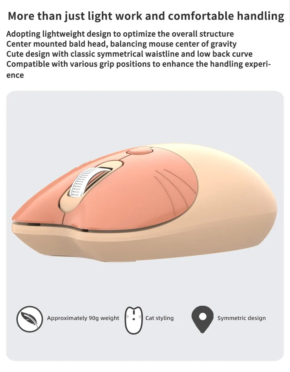 Mofii Cute Cat 2.4G Wireless Mouse, USB Receiver Plug and Play, 3 Adjustable DPI, Compatible with Laptop,PC, Computer
