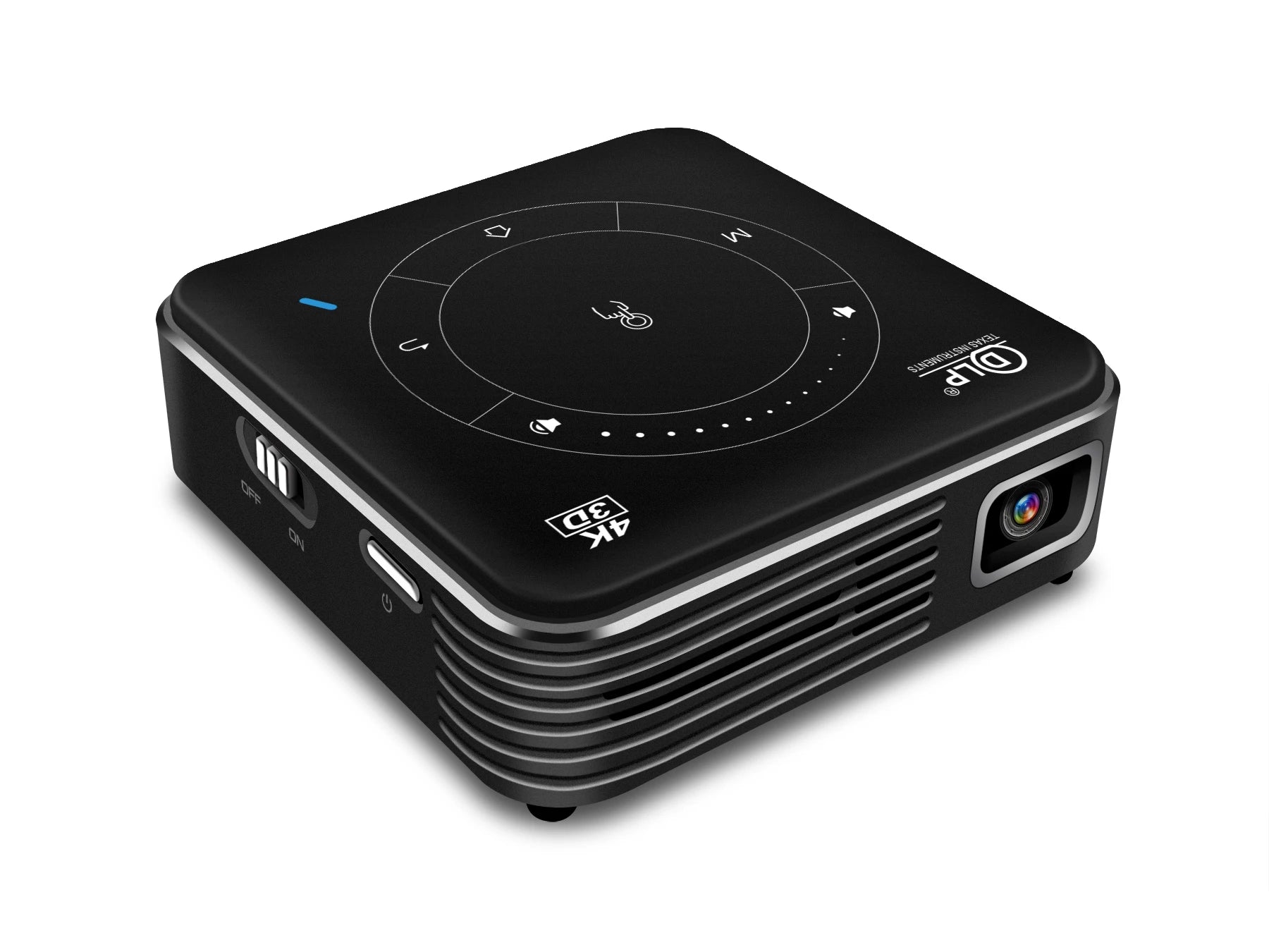 Mini 3D Portable Projector — 4K DLP, Android, WiFi, Bluetooth, Rechargeable Battery, Outdoor & Car Use