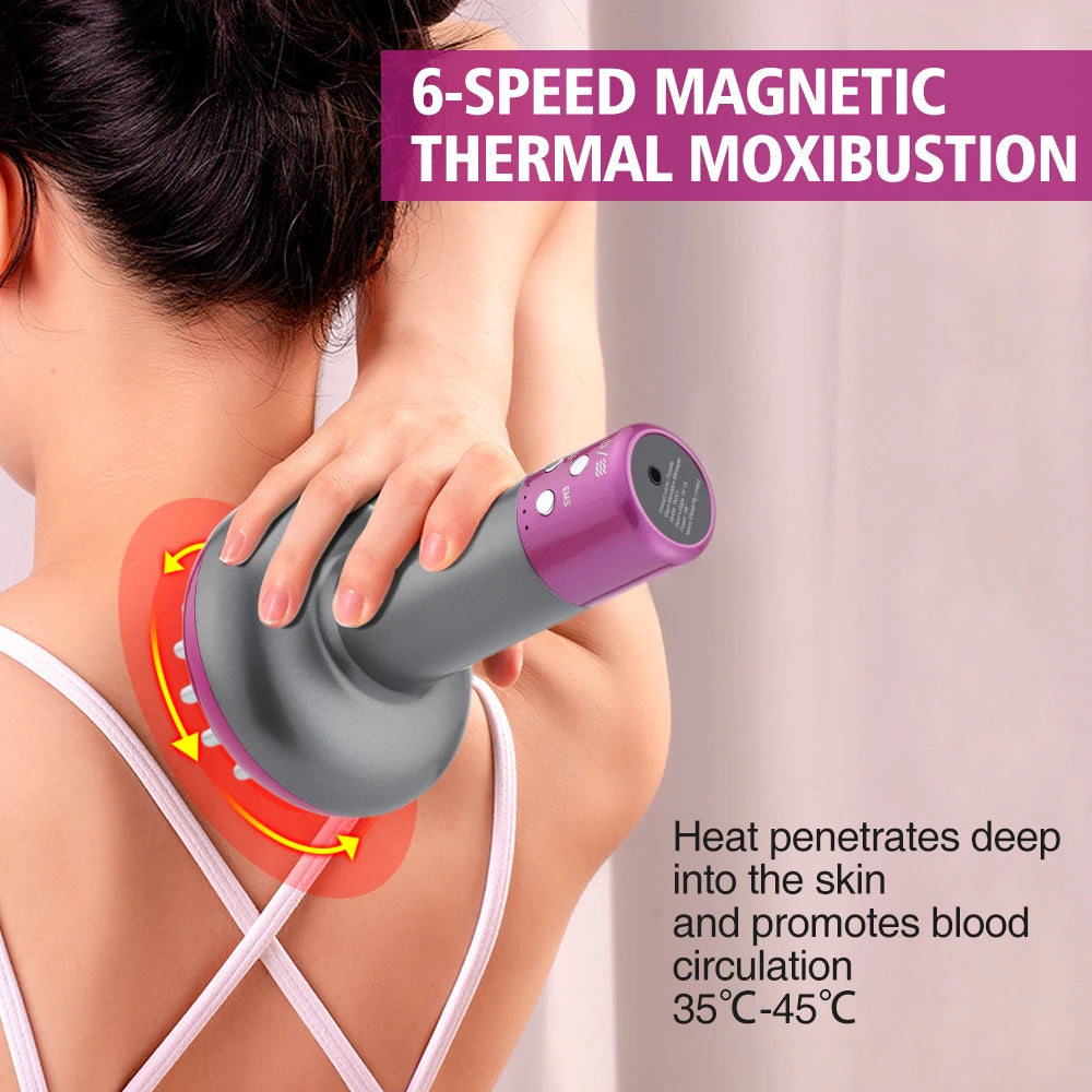 Eletric Guahsa Massager Meridian Massage Brush Lymphatic Drainage Machine Heating Microcurrent Body Back Massager Anti Cellulite