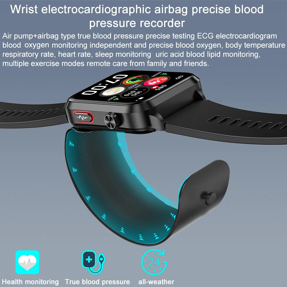 Smart Watch men 2026 New Air Pump Airbag health watch True Accurately Blood Pressure Uric Acid Blood Lipids watch waterproof