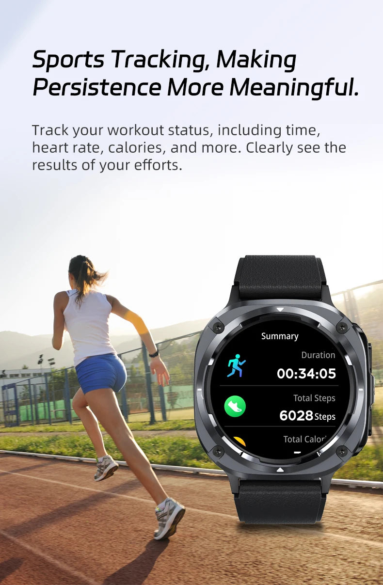 Smart Watch, Bluetooth Calling, Message Reminder, Stainless Steel Strap, Flashlight Function, Compatible with IPhone/Android