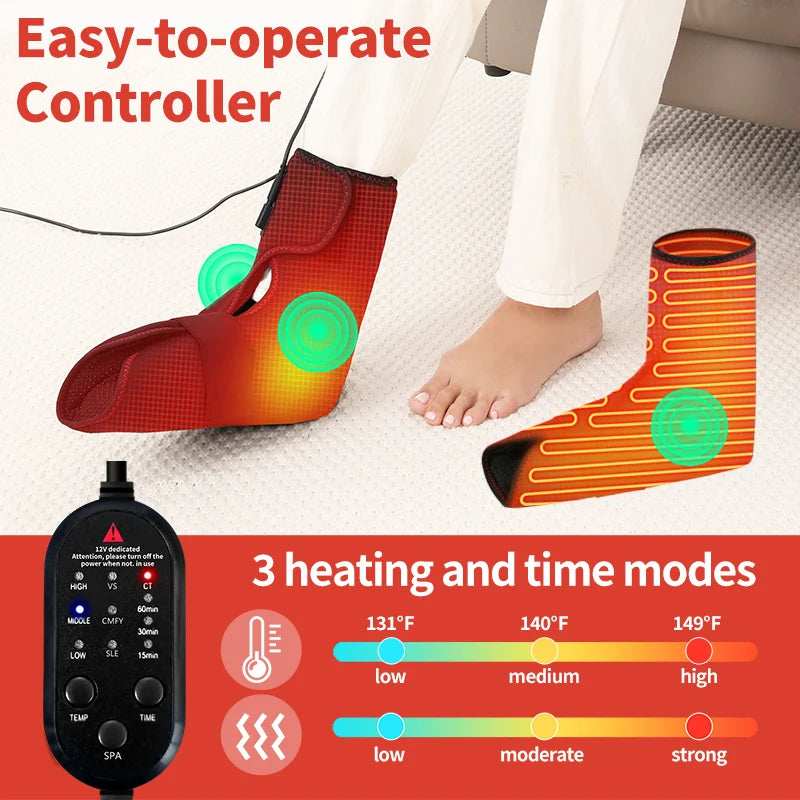 Electric Foot Massager with Heat & Vibration，For Recovery，Heat Therapy Relief Pain ，Sports Injuries,Joint Warmth, 3-Level Timer