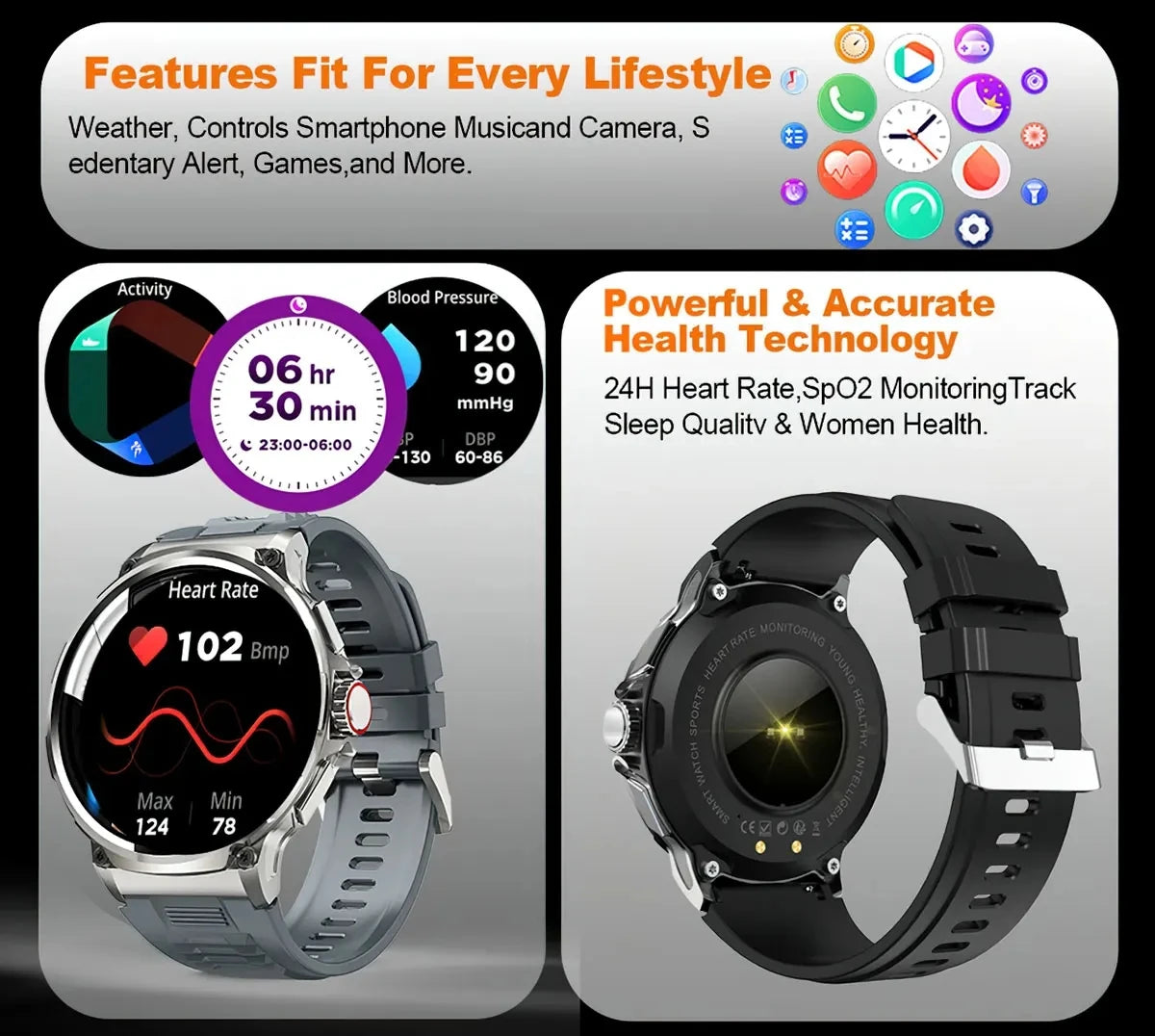 2026 New 1.85 inch Men Smart Watch Outdoors Sports 700mah Large Battery IP68 Waterproof LED Fitness Tracker Smartwatch Man Gifts