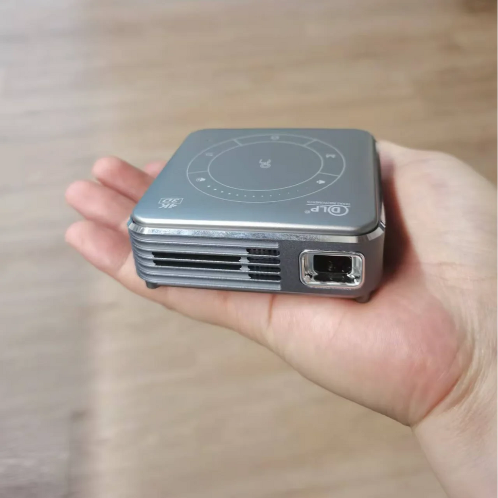 Mini 3D Portable Projector — 4K DLP, Android, WiFi, Bluetooth, Rechargeable Battery, Outdoor & Car Use
