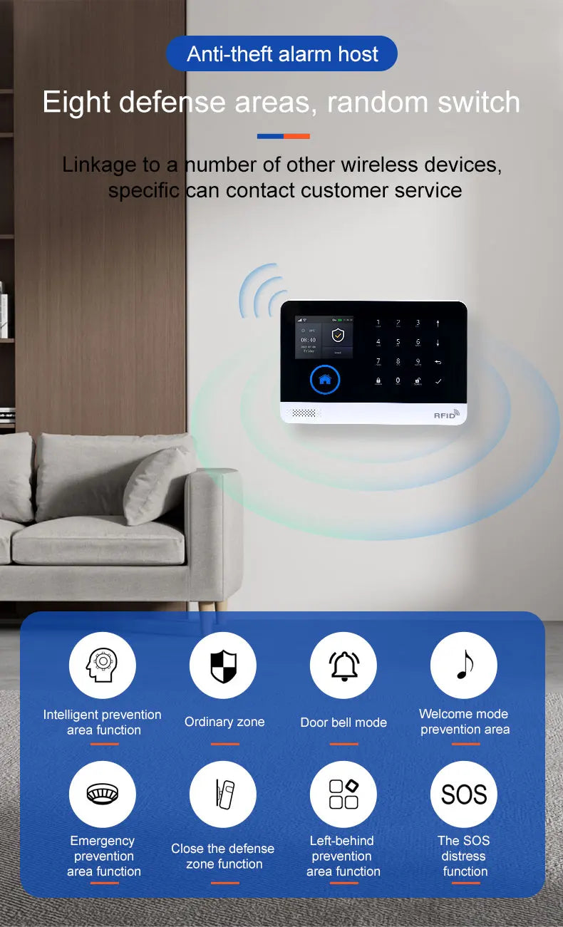 Smart Solar-Powered Home Alarm System — Tuya WiFi GSM, PIR & Door Sensors, Alexa Compatible