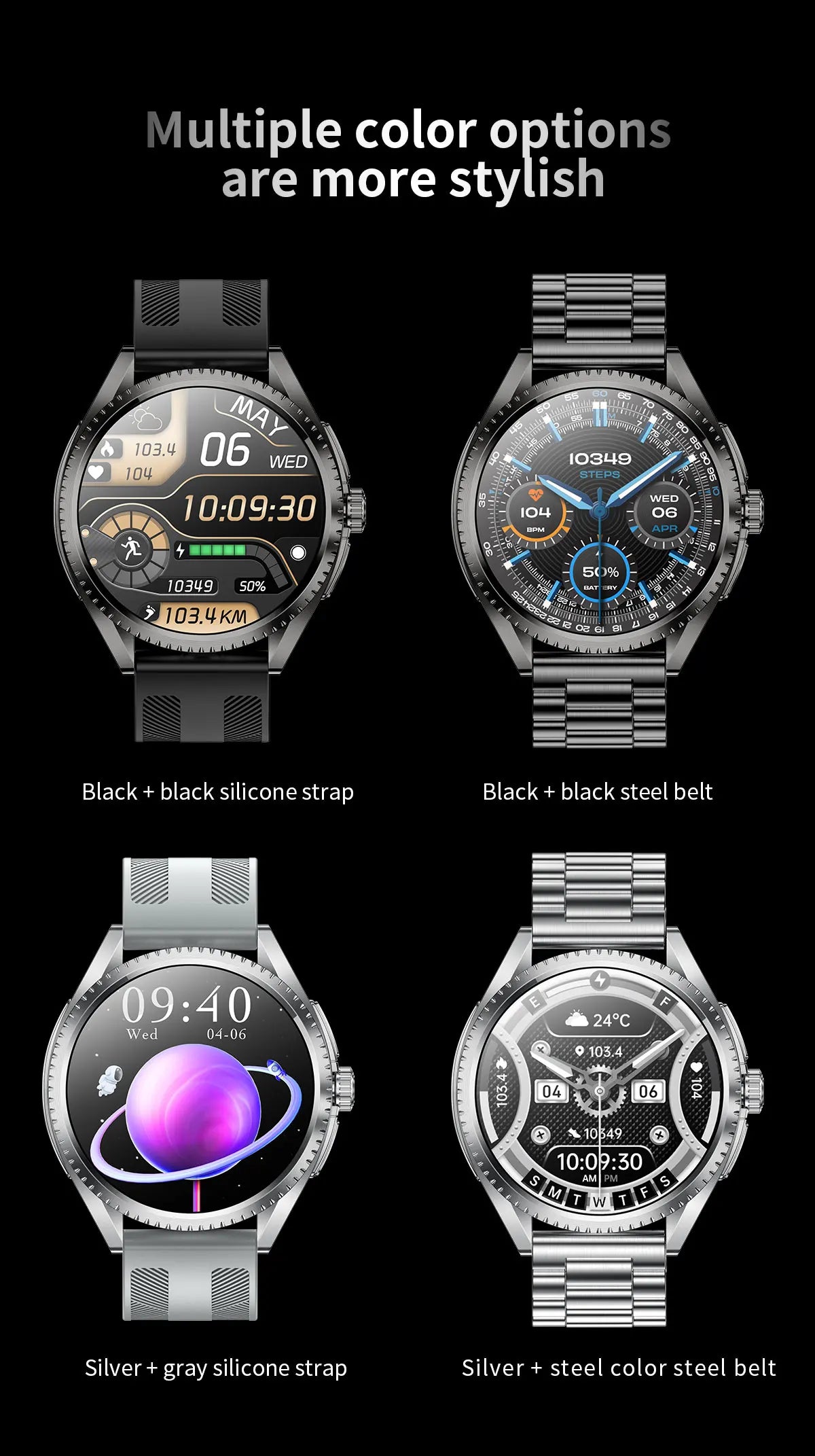 Smart Watch for Men 1.75-Inch AMOLED Luxury Business Sports Fitness Watch IP67 Water Resistant 620mAh Standby Multi-Sport Mode