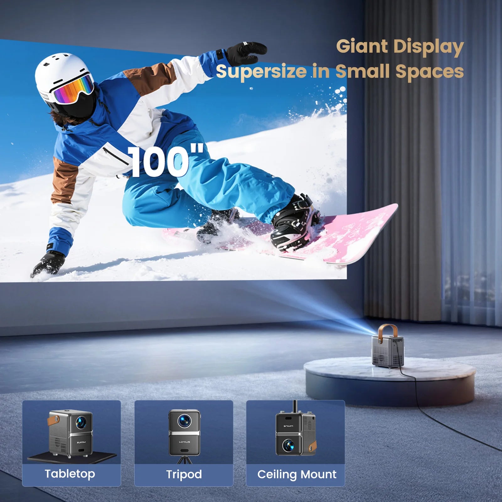 Wimius 600ANSI Mini Projector 4K Laser WiFi6 1080P HD projectors Beam 20W Dolby hy300max Home Theater Beamer Movie proyector