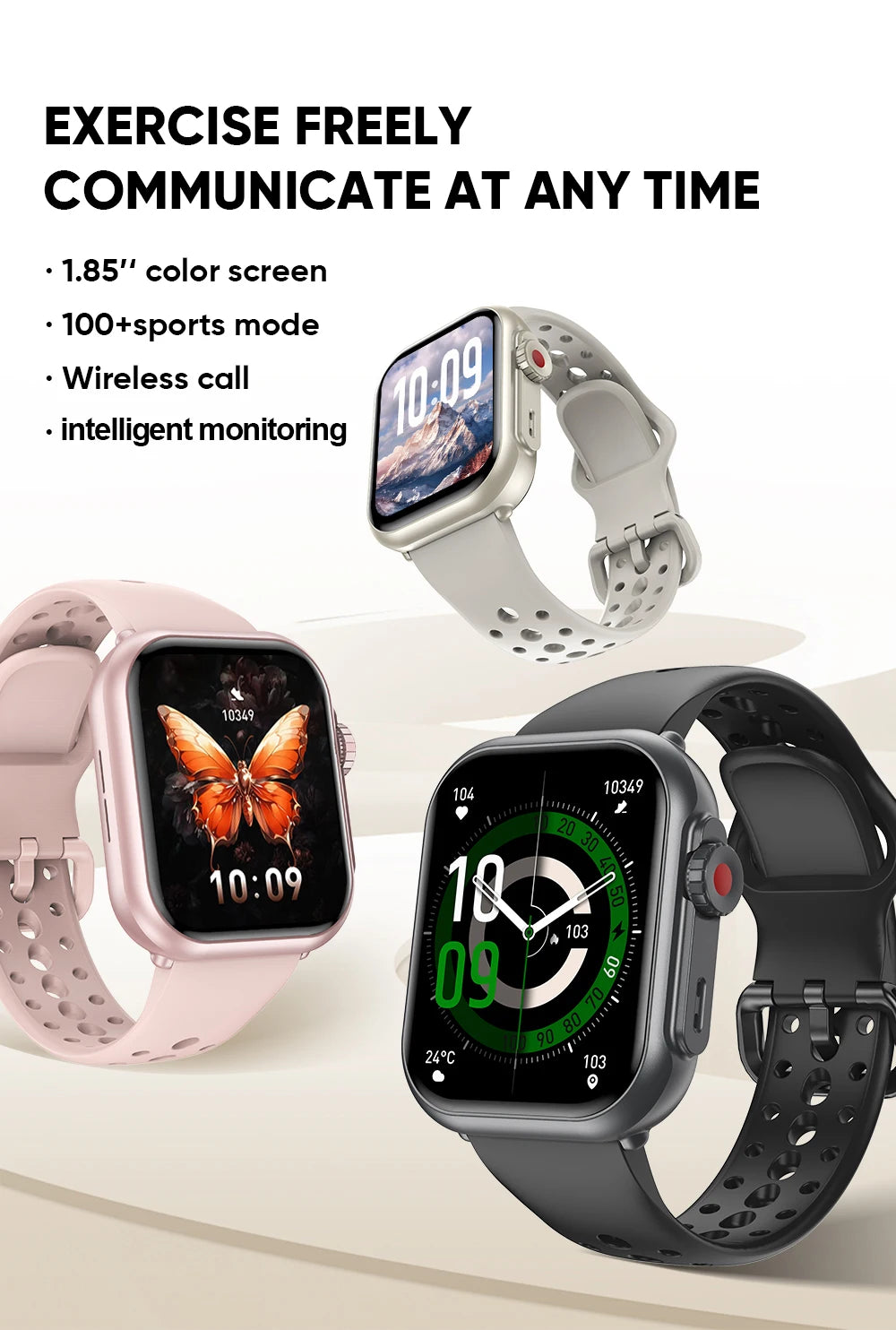 New Smart Watch Men Women 1.85-Inch HD AMOLED Full Touch Screen IP68 Waterproof Bluetooth Call SmartWatch Men For Android IOS