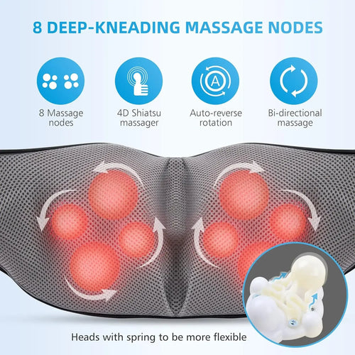 Back Massager, Heated Shiatsu Neck Massager, Portable Full Body Massager,Deep Kneading Shoulder Electric Massage shawl,Waist Leg