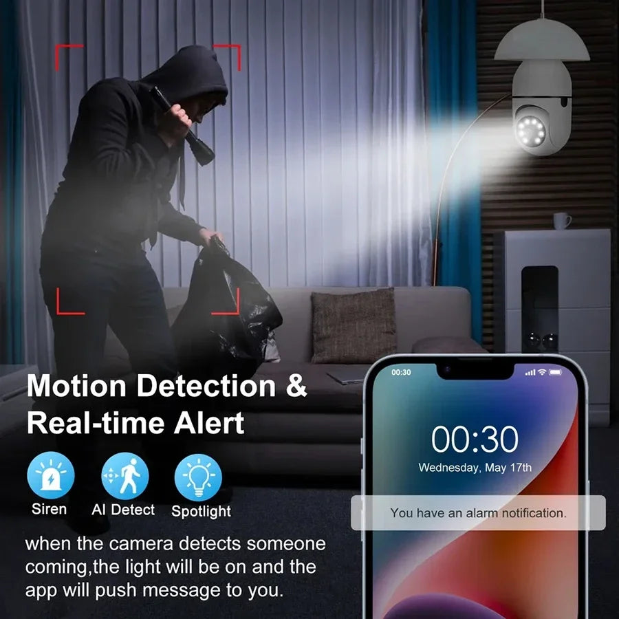 Smart Home 2.4G E27 Bulb Wifi Surveillance Camera HD Night Security Video Surveillance Supprt Two Way Audio Mobile Motion
