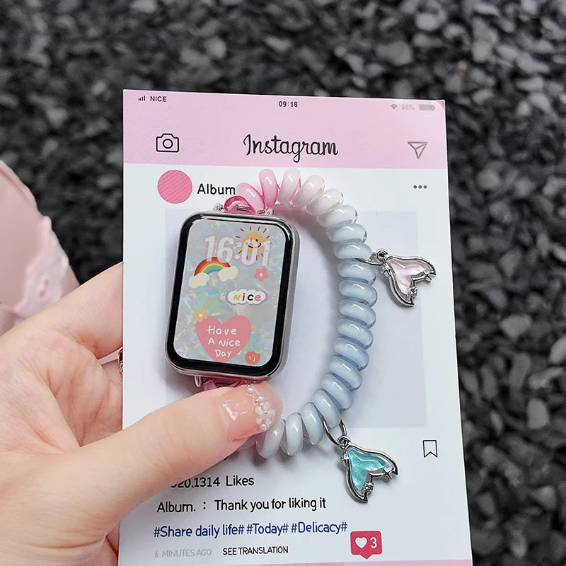 Elastic Stretchable Strap for Redmi watch 6 5 4 Gorgeous Scrunchie brecelet pulseira correa Xiaomi Smart mi band 9 pro/8 pro