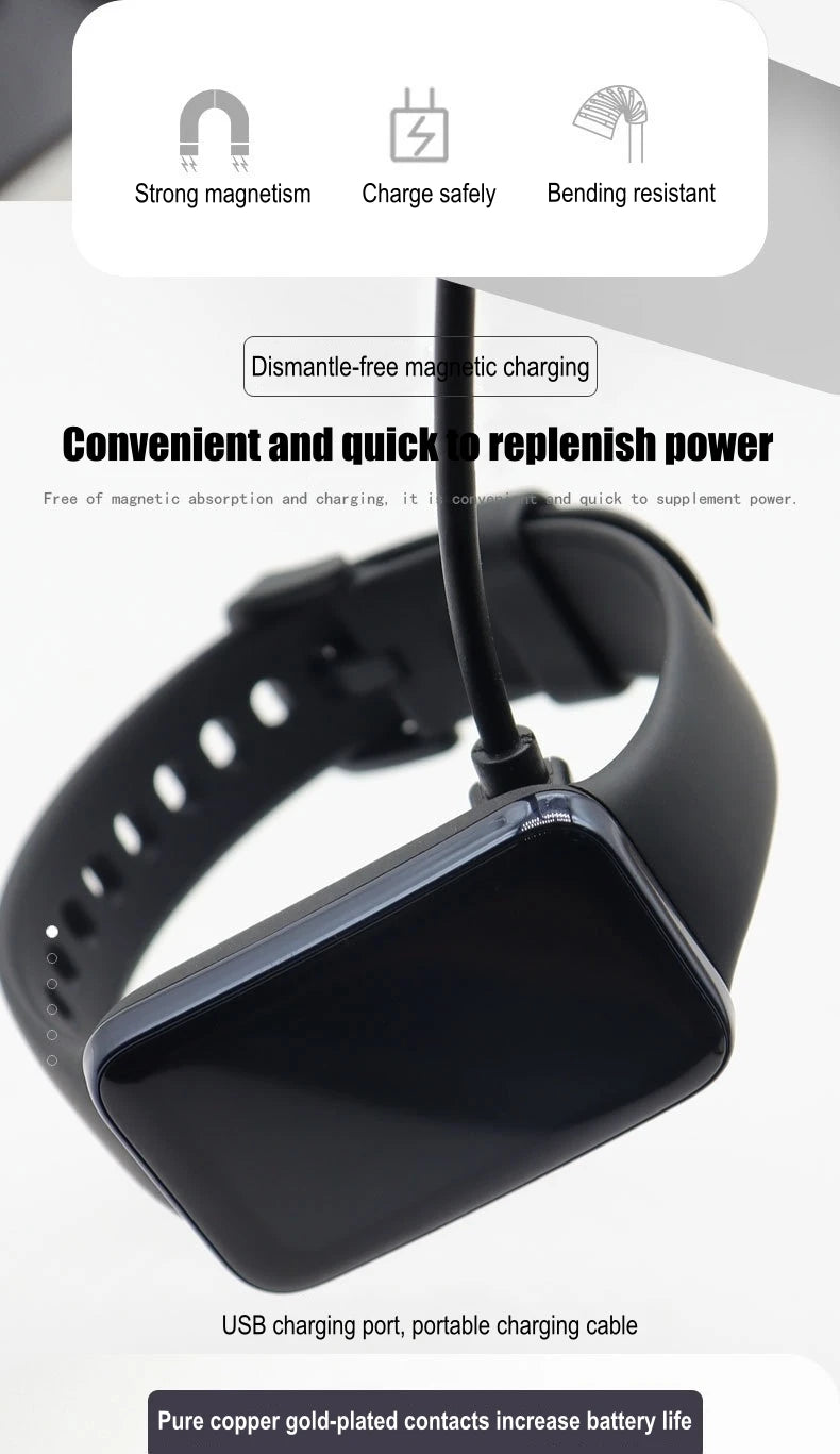 Charging Cable for Xiaomi Smart Band 10 9 8 7 Pro 6 5 4 2 Redmi Watch 4 3 Lite Active Redmi Smart Band 3 2 USB Magnetic Charger