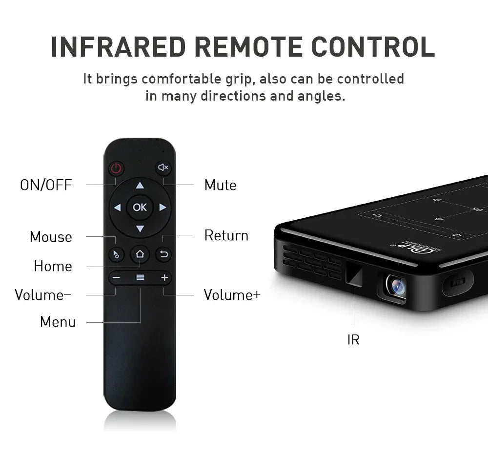 P09-II Portable DLP Mini Pocket Projector Android 9.0 2GB RAM 32GB ROM WIFI5 BT4.2 4K HD Beamer Home Cinema LED Video Projector