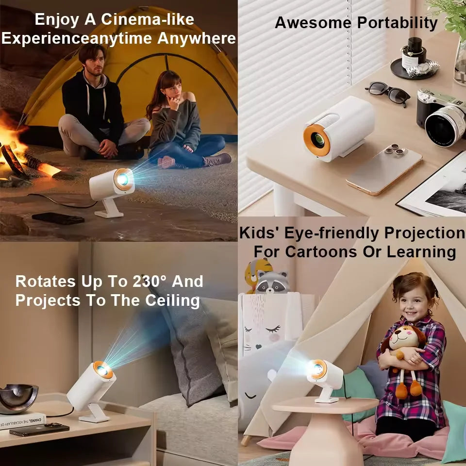 2026 New Mini Projector Smart Home Theater Wifi6 BT 5.0 Android 11 4k Ultra HD 180 Rotation Mobile Projection Game Projection