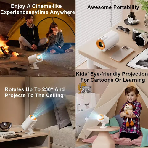 2026 New Mini Projector Smart Home Theater Wifi6 BT 5.0 Android 11 4k Ultra HD 180 Rotation Mobile Projection Game Projection