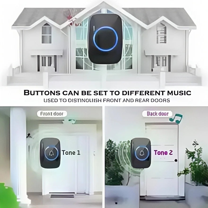 Smart Wireless Doorbell — Waterproof, 150M Range, Battery Powered, Long-Distance Chime