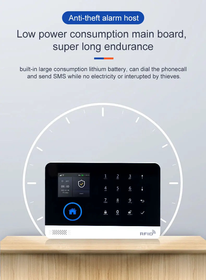 Smart Solar-Powered Home Alarm System — Tuya WiFi GSM, PIR & Door Sensors, Alexa Compatible