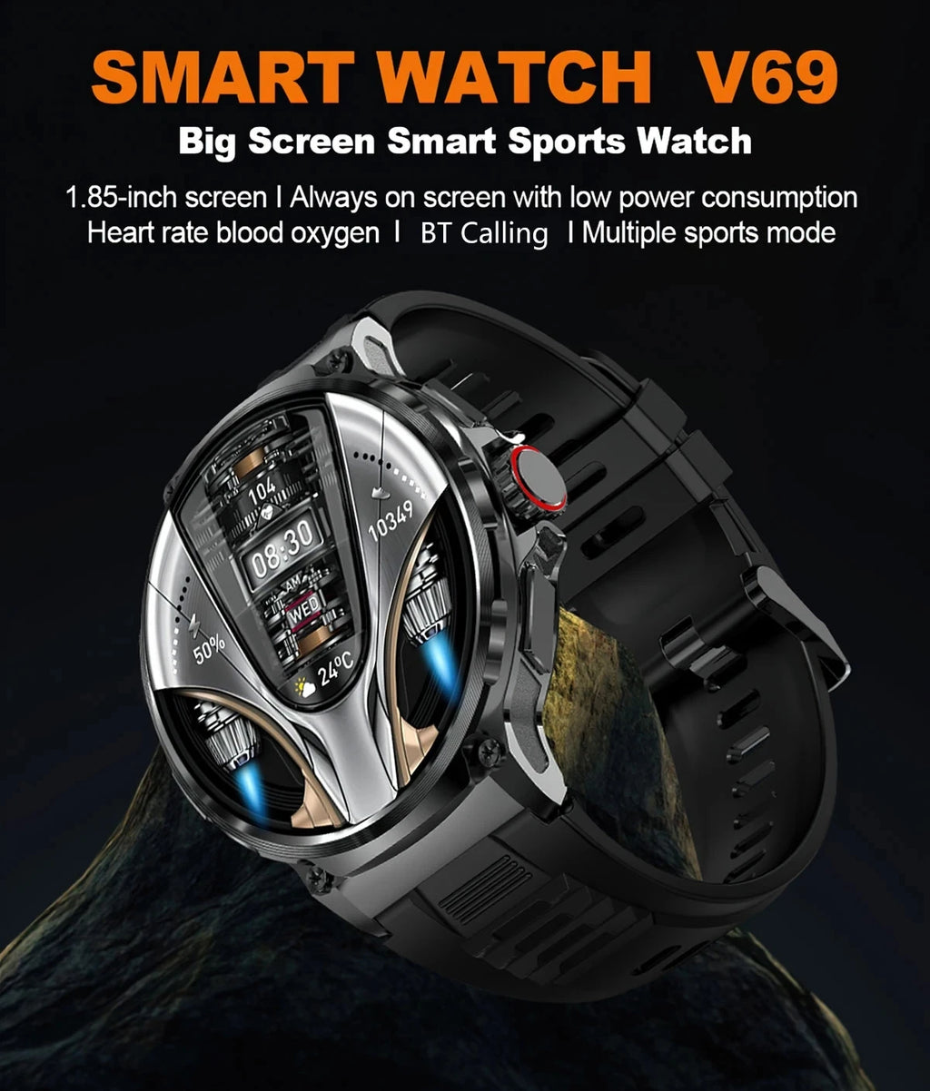 2026 New 1.85 inch Men Smart Watch Outdoors Sports 700mah Large Battery IP68 Waterproof LED Fitness Tracker Smartwatch Man Gifts