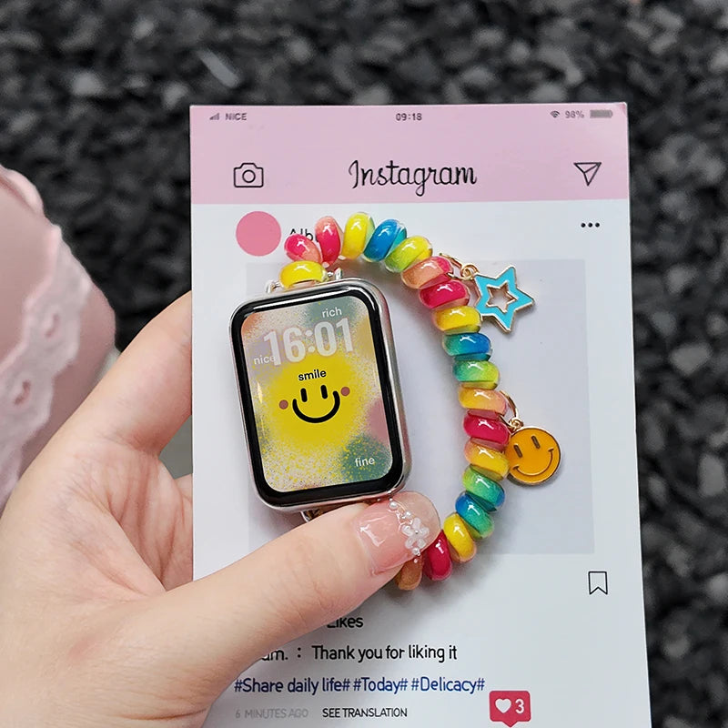Elastic Stretchable Strap for Redmi watch 6 5 4 Gorgeous Scrunchie brecelet pulseira correa Xiaomi Smart mi band 9 pro/8 pro