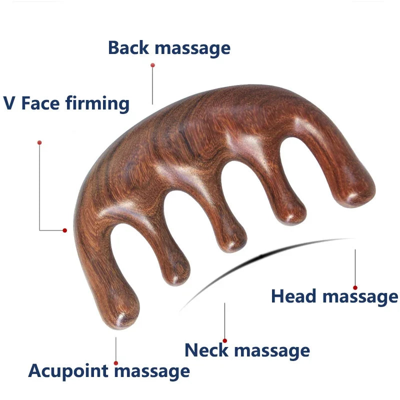 Head massager  Sandalwood Hair Comb Scalp Relax Acupoint Massager Portable Wooden Handle Comb Anti-static Styling Tool