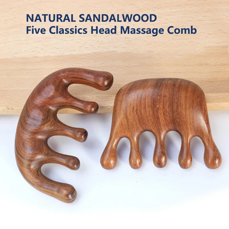 Head massager  Sandalwood Hair Comb Scalp Relax Acupoint Massager Portable Wooden Handle Comb Anti-static Styling Tool