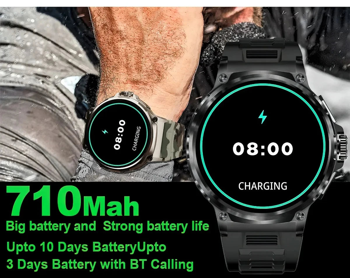 2026 New 1.85 inch Men Smart Watch Outdoors Sports 700mah Large Battery IP68 Waterproof LED Fitness Tracker Smartwatch Man Gifts