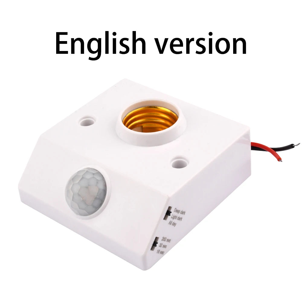 Smart 110-240V 100W PIR Induction Infrared Motion Sensor E27 LED Lamp Base Holder With Light Control Switch Bulb Socket Adapter
