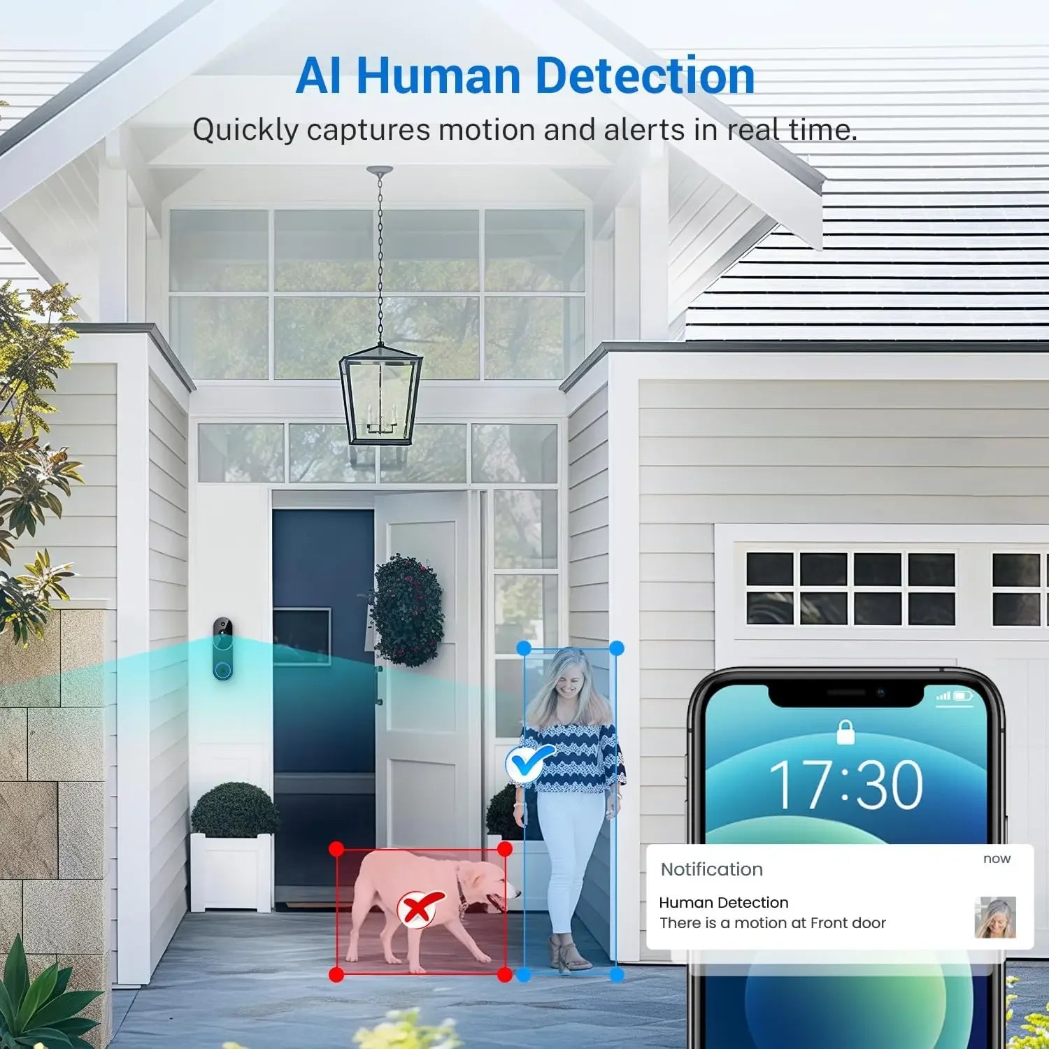 Smart Wireless Video Doorbell — AI Detection, Night Vision & Battery Powered