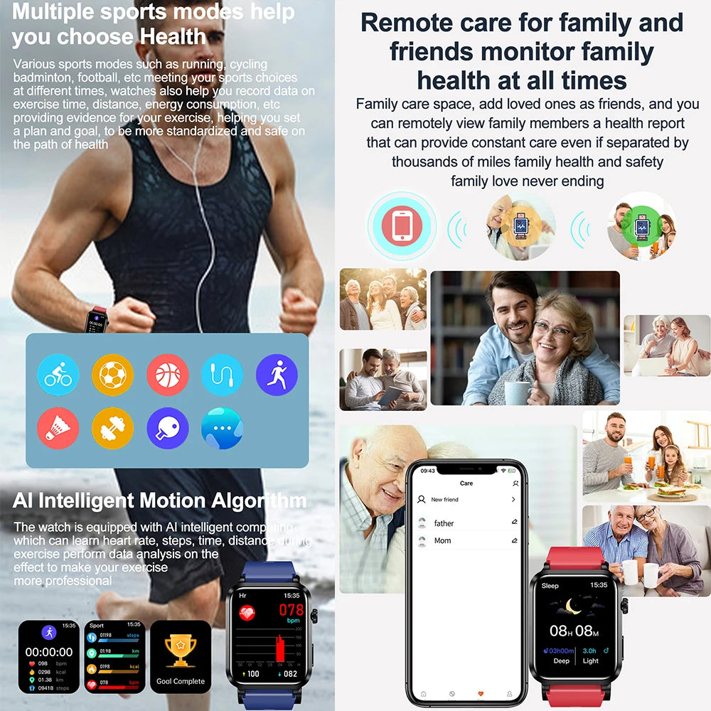 Smart Watch men 2026 New Air Pump Airbag health watch True Accurately Blood Pressure Uric Acid Blood Lipids watch waterproof