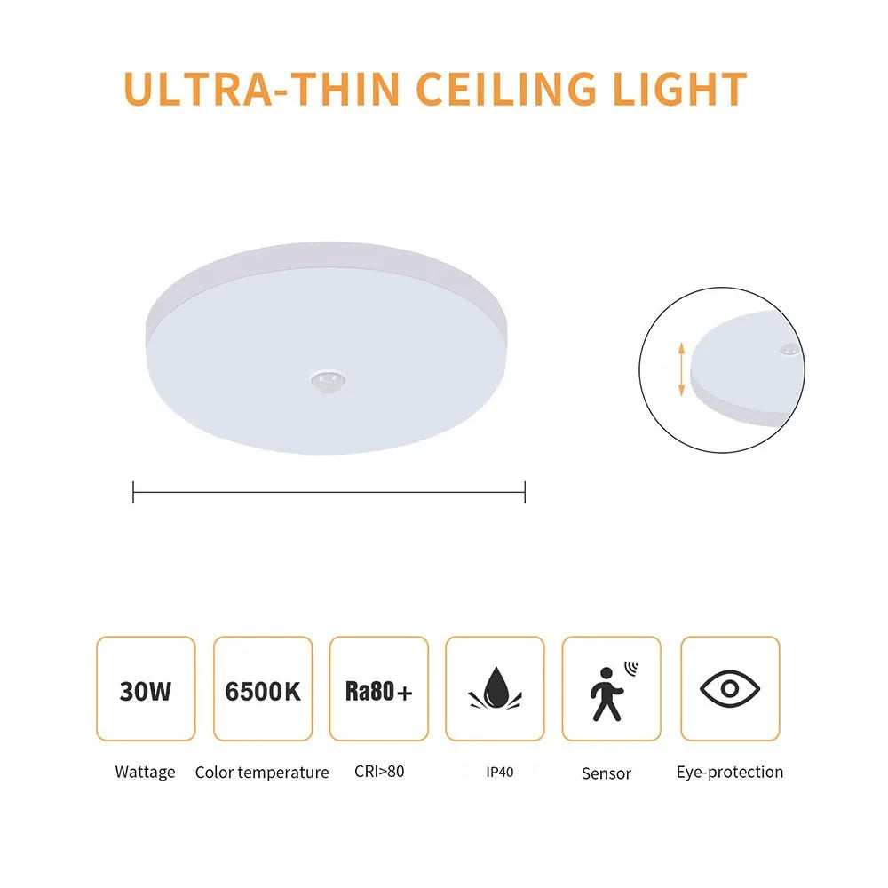 Smart Home Light PIR Motion Sensor lighting 30W 20W AC 230V 220V 240V LED Ceiling bulb Ceiling Lamp For Room Hallways Corridor