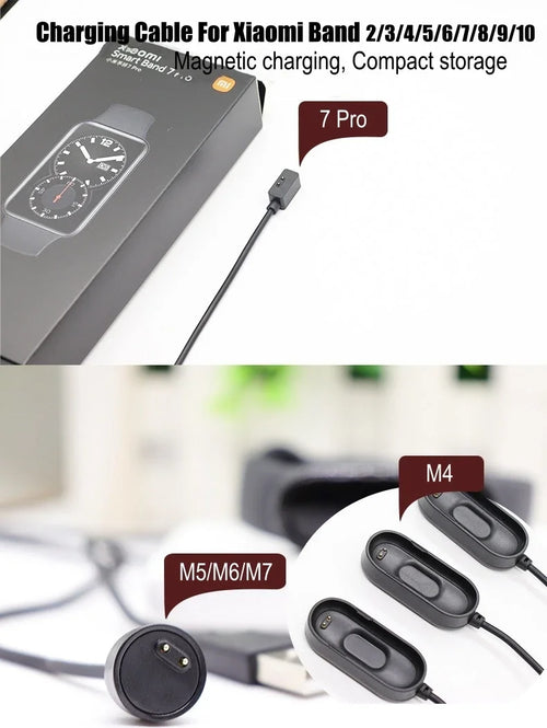 Charging Cable for Xiaomi Smart Band 10 9 8 7 Pro 6 5 4 2 Redmi Watch 4 3 Lite Active Redmi Smart Band 3 2 USB Magnetic Charger