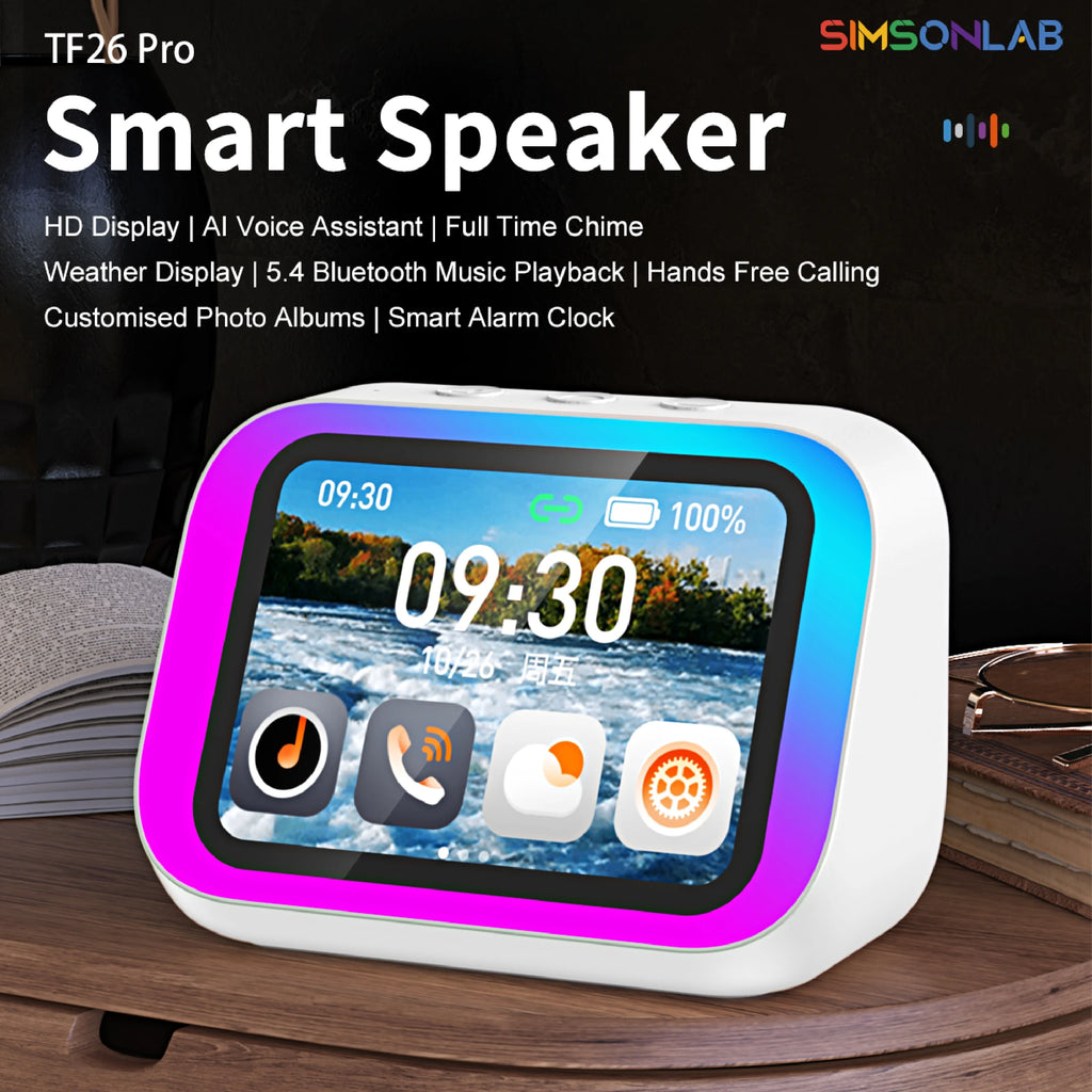Smart Speaker with Screen Display — Voice Assistant, Bluetooth, Photo Album & Smart Home Hub