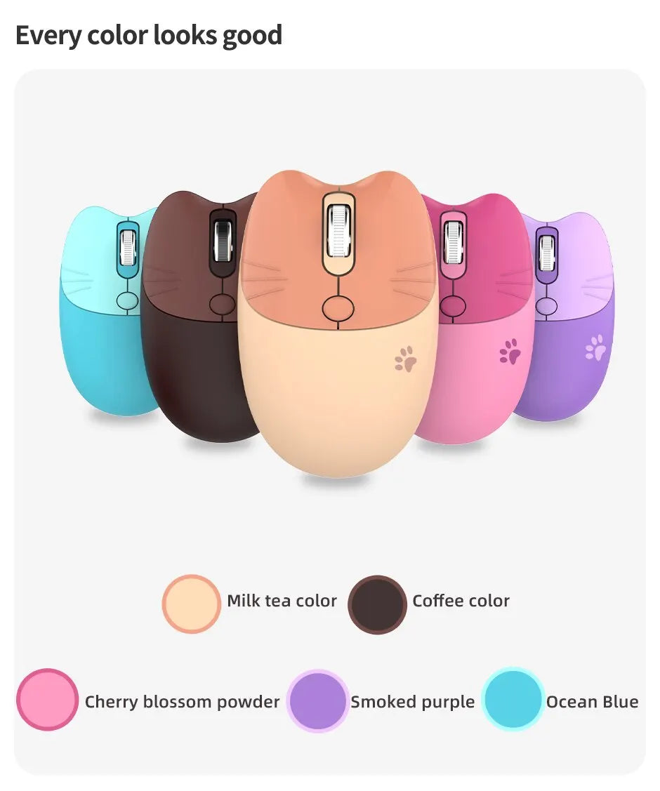 Mofii Cute Cat 2.4G Wireless Mouse, USB Receiver Plug and Play, 3 Adjustable DPI, Compatible with Laptop,PC, Computer