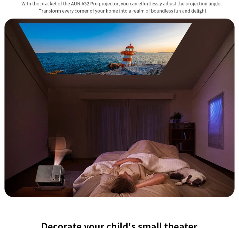 AUN A32 Pro Portable Projector — Android, 4K 1080P, Laser, WiFi, LED, Smart TV for Home & Outdoor