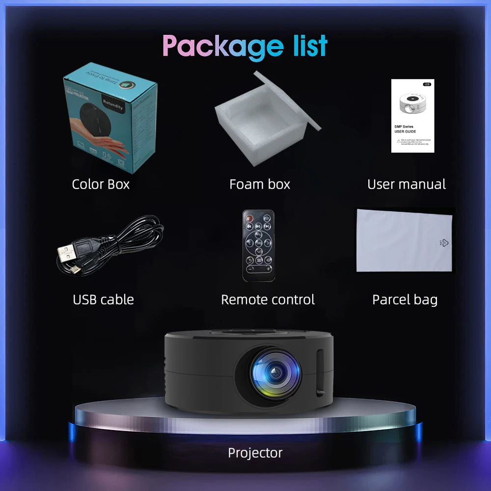 YT200 Mini Projector for Commercial Office, Home Cinema, Portable, Intelligent Outdoor, LED, Portable and Mobile Projector