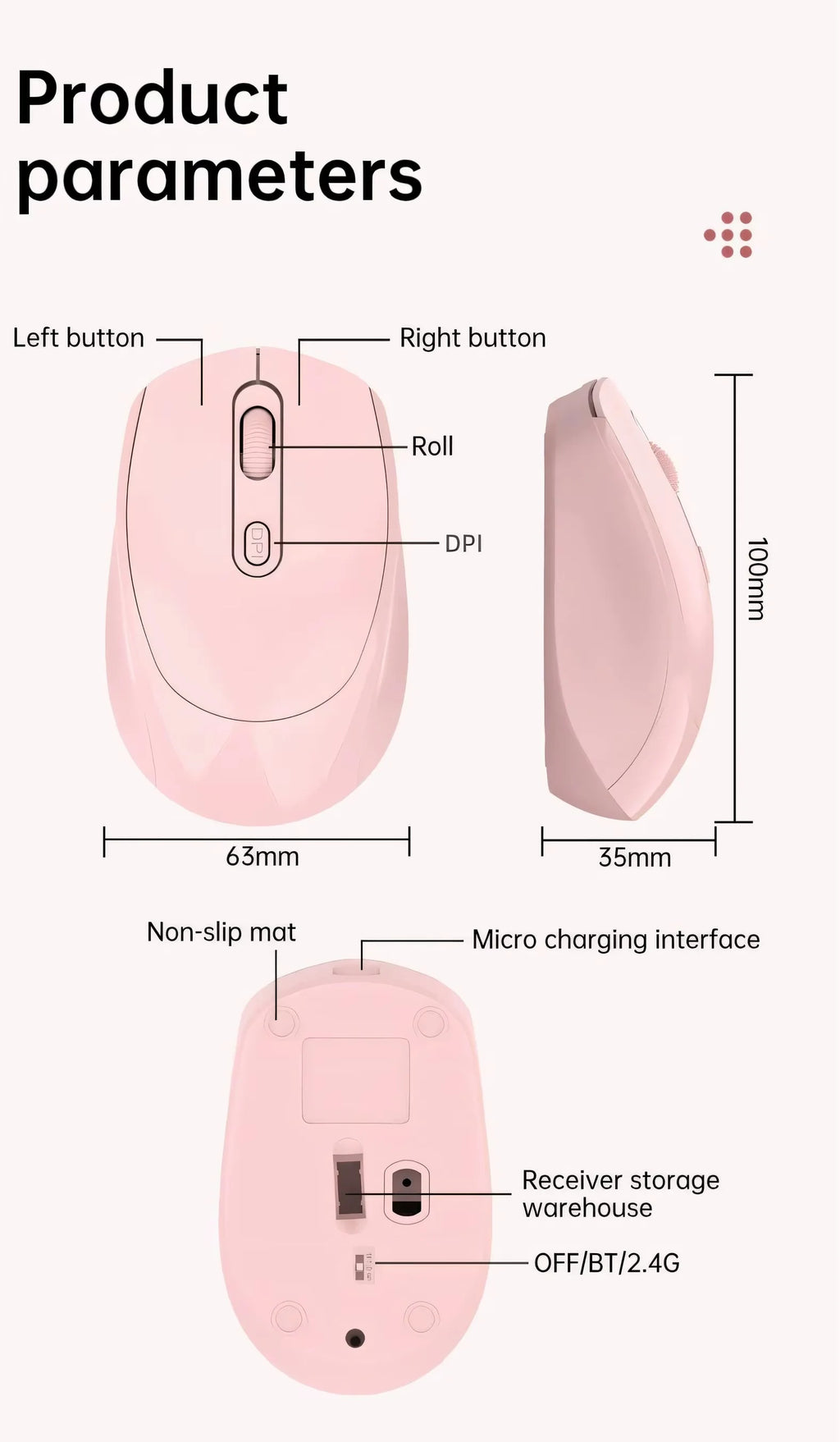 Wireless Mouse, 2.4G Ergonomic Optical Mouse, Computer Mouse for Laptop, PC,Chromebook,Notebook,Battery Small Cordless Mice