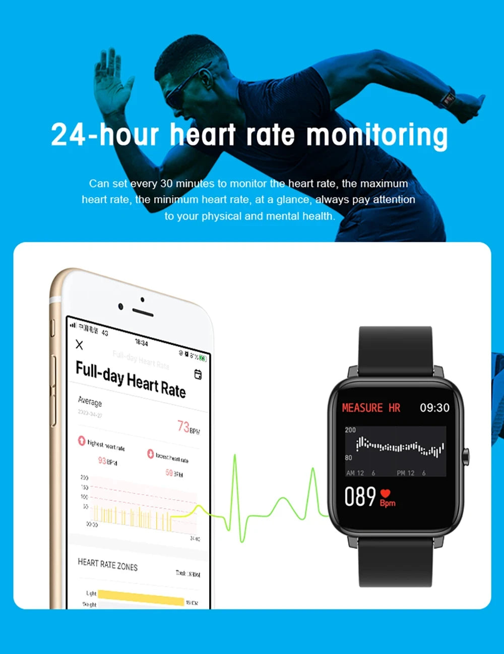 Smart Watches Men Women Sports Clock Fitness Tracker Heart Rate Sleep Monitor Music Waterproof Smartwatch Gift For iOS Android