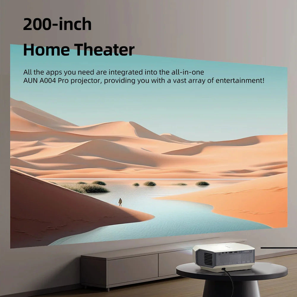 AUN A004 Pro Mini Projector — Android, Full HD 1080P, 4K Decode, Laser, WiFi, Home Theater