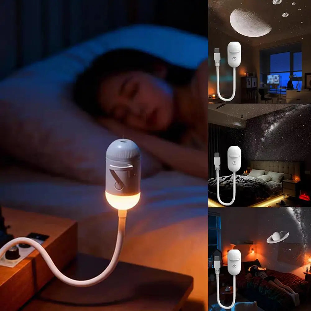 Mini 2-in-1 Galaxy Star Projection Night Light Energy Saving USB LED Starry Sky Lamp Romantic Mood Lighting Home Bedroom Decor