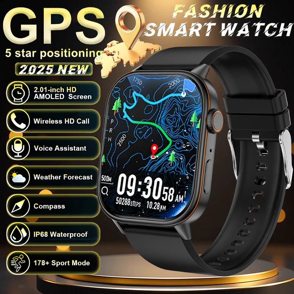 New smart watch for men and women HD AMOLED screen Heart Rate Bluetooth Call GPS tracking IP67 waterproof sports smart watch