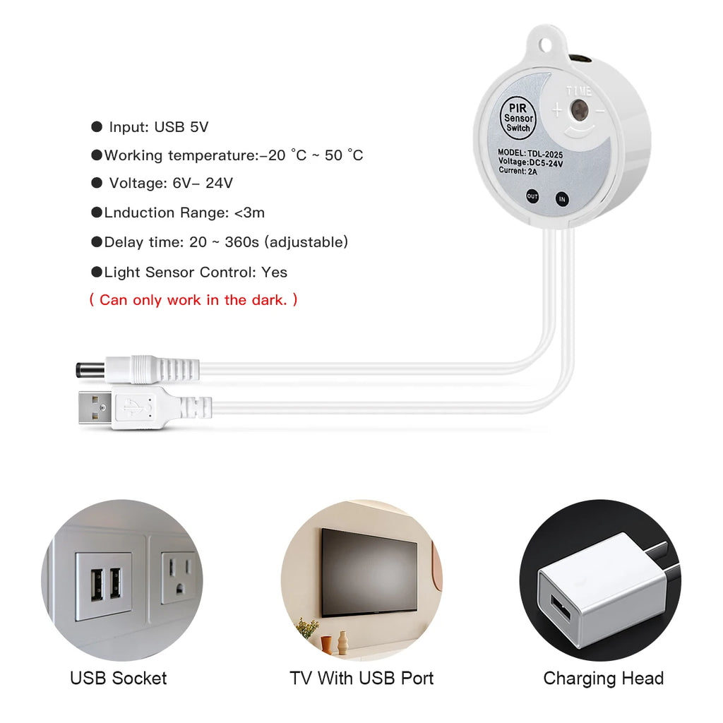 Smart PIR Motion Sensor LED Strip — Auto On/Off, 320 LEDs/m, Waterproof for Kitchen & Stairs