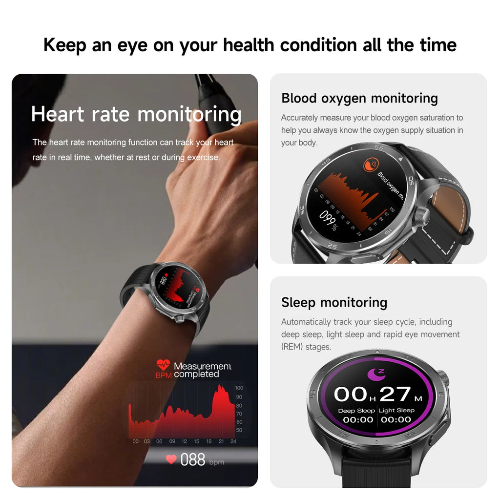 2026 new smart watch 1.53-inch HD large screen supports Bluetooth calls, multiple sports modes, compass health monitoring